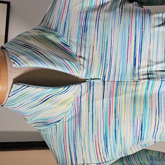 Lands' End Women's Henley Zipper- Blue and Pink Red Yellow Swim Dress. Sz Small - Picture 3 of 10